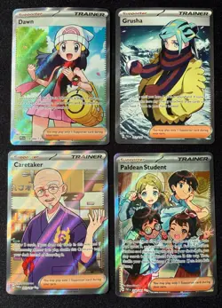 Pokemon TCG - Full Art Trainer Lot - Dawn, Grusha, Caretaker, Paldean Student NM - Image 1