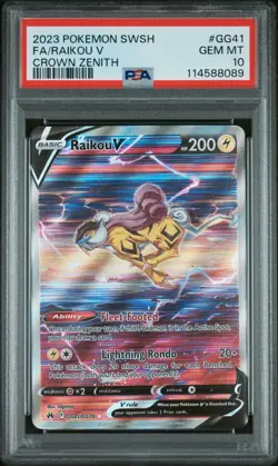 2023 Pokemon SWSH Crown Zenith Raikou V #GG41 Gem Mint PSA 10 - Image 1