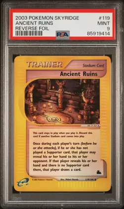 2003 POKEMON SKYRIDGE #119 ANCIENT RUINS-REVERSE FOIL PSA 9 - Image 1