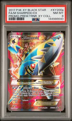 2017 POKEMON XY BLACK STAR PROMO #XY200A FULL ART/M SHARPEDO EX PSA 8 - Image 1