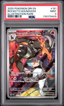 2025 POKEMON DESTINED RIVALS ILLUSTRATION RARE #191 TEAM ROCKET'S HOUNDOOM PSA 9 - Image 1