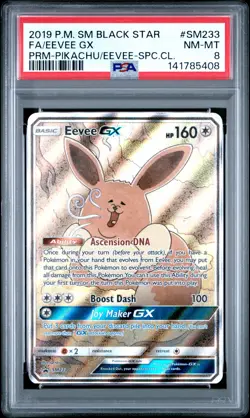 2019 POKEMON SM BLACK STAR PROMO #SM233 FULL ART/EEVEE GX PSA 8 - Image 1