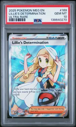 2025 POKEMON MEG EN-MEGA EVOLUTION ULTRA RARE #169 LILLIE'S DETERMINATION PSA 10 - Image 1