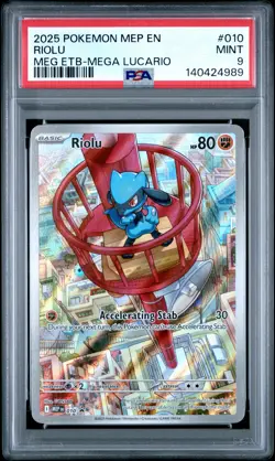 2025 POKEMON MEP EN-ME BLACK STAR PROMO #010 RIOLU PSA 9 - Image 1