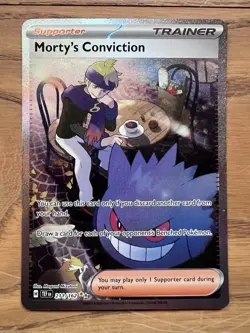 Pokemon TCG Morty's Conviction Trainer Holo 211/162 SV05 Special Illustration R… - Image 1