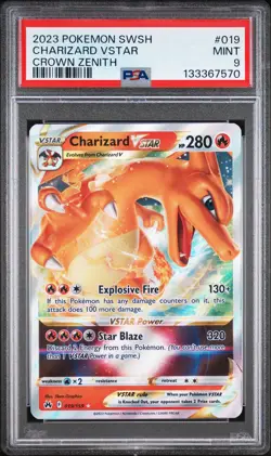 2023 POKEMON SWORD & SHIELD CROWN ZENITH #019 CHARIZARD VSTAR PSA 9 - Image 1