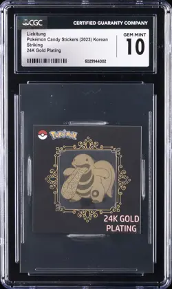 2023 POKEMON 24K GOLD PLATING CANDY STICKER LICKITUNG CGC 10 GEM MINT - Image 1