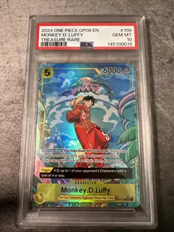 2024 ONE PIECE OP08 #109 TWO LEGENDS MONKEY D LUFFY TREASURE RARE PSA 10 GEM MNT - Image 1