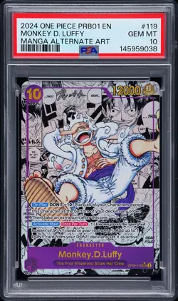 2024 ONE PIECE PREMIUM BOOSTER MANGA ALTERNATE ART #119 MONKEY D. LUFFY PSA 10 - Image 1
