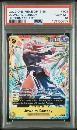 2025 ONE PIECE OP13-CARRYING ON HIS WILL ALTERNATE ART JEWELRY BONNEY PSA 10 - Image 1