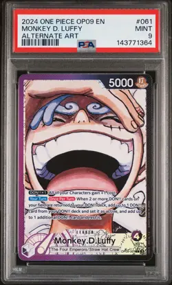 2024 ONE PIECE OP09-EMPERORS IN THE NEW WORLD ALT ART #061 MONKEY D. LUFFY PSA 9 - Image 1