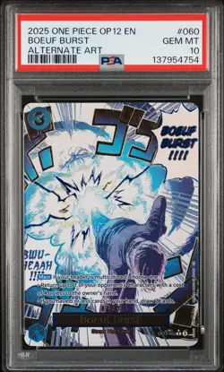 2025 ONE PIECE OP12-LEGACY OF THE MASTER ALTERNATE ART #060 BOEUF BURST PSA 10 - Image 1