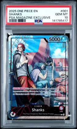 2025 ONE PIECE PROMOS PSA MAGAZINE EXCLUSIVE #001 SHANKS PSA 10 - Image 1