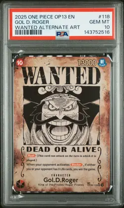 2025 ONE PIECE CARRYING ON HIS WILL WANTED ALT ART #118 GOL D. ROGER PSA 10 - Image 1