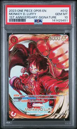 2023 ONE PIECE OP05-AWAKENING OF THE NEW ERA 1ST ANV-SIG MONKEY D. LUFFY PSA 10 - Image 1
