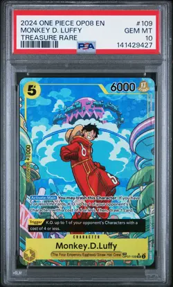 2024 ONE PIECE OP08-TWO LEGENDS TREASURE RARE #109 MONKEY D. LUFFY PSA 10 - Image 1