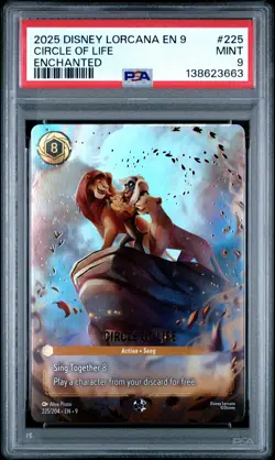 2025 DISNEY LORCANA EN 9-FABLED ENCHANTED #225 CIRCLE OF LIFE PSA 9 - Image 1