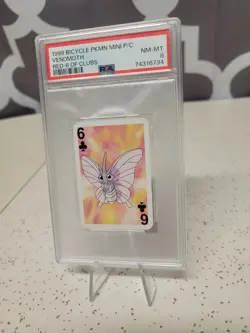 1999 Bicycle Pokemon Venomoth Mini Playing Card - Red 6 of Clubs - PSA 8 📈🔥 - Image 2