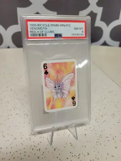 1999 Bicycle Pokemon Venomoth Mini Playing Card - Red 6 of Clubs - PSA 8 📈🔥 - Image 3