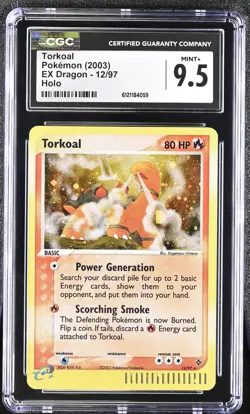 CGC 9.5 MINT+ Torkoal 2003 EX Dragon 12/97 Holo Pokemon Card - Image 1