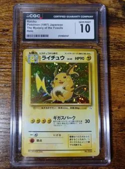 Raichu Fossil Japanese CGC 10 Holo Rare The Mystery Of The Fossils Pokemon Card - Image 1