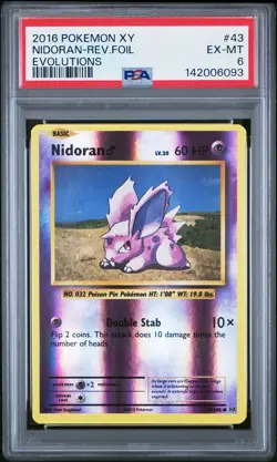 2016 POKEMON XY EVOLUTIONS #43 NIDORAN-REVERSE FOIL PSA 6 - Image 1
