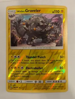 Alolan Graveler 41/145 - Guardians Rising Pokemon Reverse Holo Foil Nice! - Image 1