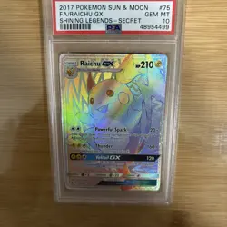 Pokemon Raichu GX Shining Legends Secret Rare Full Art #75 PSA 10 Gem Mint - Image 5