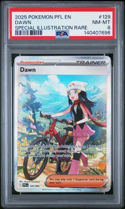 2025 POKEMON PFL EN-PHANTASMAL FLAMES SPECIAL ILLUSTRATION RARE #129 DAWN PSA 8 - Image 1