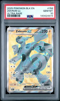 2025 POKEMON BLK EN-BLACK BOLT ULTRA RARE #158 ZEKROM EX PSA 10 - Image 1