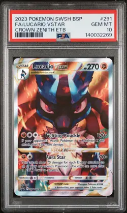 2023 POKEMON SWSH BLACK STAR PROMO #291 FULL ART/LUCARIO VSTAR PSA 10 - Image 1