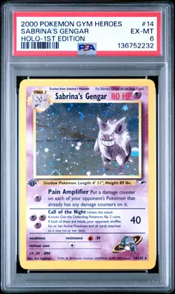 2000 POKEMON GYM HEROES HOLO-1ST EDITION #14 SABRINA'S GENGAR PSA 6 - Image 1