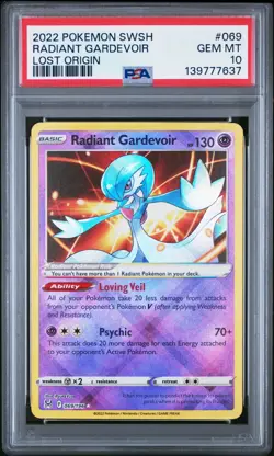 2022 POKEMON SWORD & SHIELD LOST ORIGIN #069/196 RADIANT GARDEVOIR PSA 10 - Image 1