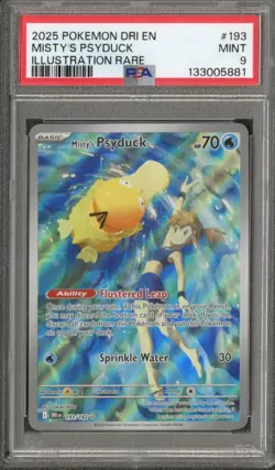 2025 Pokemon Destined Rivals Misty's Psyduck Illustration Rare #193 PSA 9 MINT - Image 1