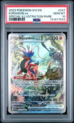 2023 POKEMON SCARLET & VIOLET SPECIAL ILLUSTRATION RARE #247 KORAIDON EX PSA 10 - Image 1