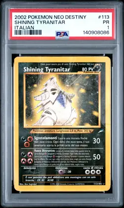 2002 POKEMON NEO DESTINY ITALIAN #113 SHINING TYRANITAR PSA 1 - Image 1