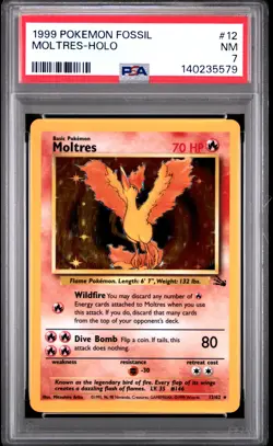 1999 POKEMON FOSSIL #12 MOLTRES-HOLO PSA 7 - Image 1