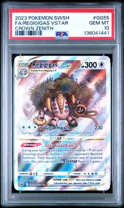 2023 POKEMON SWORD & SHIELD CROWN ZENITH #GG55 FULL ART/REGIGIGAS VSTAR PSA 10 - Image 1