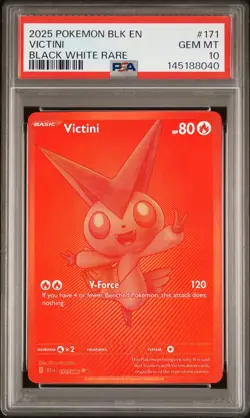 2025 POKEMON BLK EN-BLACK BOLT BLACK WHITE RARE #171 VICTINI PSA 10 - Image 1