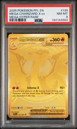 2025 POKEMON PFL EN-PHANTASMAL FLAMES MEGA HYPER RARE MEGA CHARIZARD X EX PSA 8 - Image 1