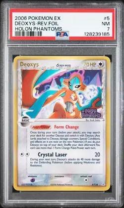 2006 POKEMON EX HOLON PHANTOMS #5 DEOXYS-REVERSE FOIL PSA 7 - Image 1
