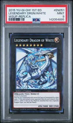 2015 YU-GI-OH! WORLD SUPERSTARS REPLICA/1ST EDT LEGENDARY DRAGON OF WHITE PSA 9 - Image 1