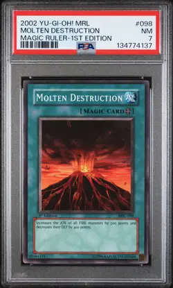 2002 YU-GI-OH! MRL-MAGIC RULER 1ST EDITION #098 MOLTEN DESTRUCTION PSA 7 - Image 1
