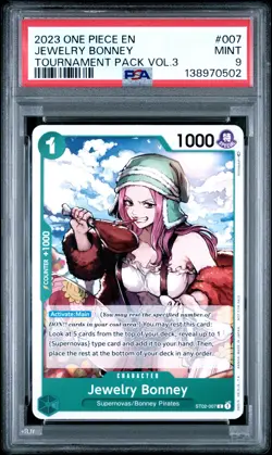 2023 ONE PIECE PROMOS TOURNAMENT PACK VOL.3 #007 JEWELRY BONNEY PSA 9 - Image 1