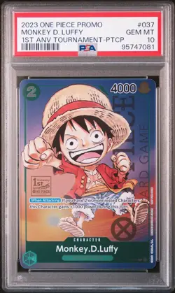 2023 One Piece EN Monkey D. Luffy P-037 1st Anniversary Tournament #6 PSA10 -WZY - Image 1