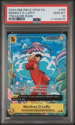 2024 ONE PIECE OP08 #109 TWO LEGENDS MONKEY D LUFFY TREASURE RARE PSA 10 GEM MNT - Image 1