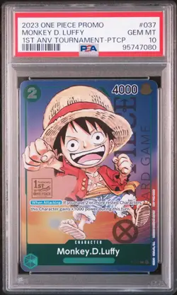 2023 One Piece EN Monkey D. Luffy P-037 1st Anniversary Tournament #5 PSA10 -WZY - Image 1