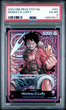 2022 ONE PIECE STARTER DECK ST01-STRAW HAT CREW #001 MONKEY D. LUFFY PSA 6 - Image 1