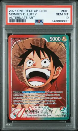 2025 ONE PIECE OP13-CARRYING ON HIS WILL ALTERNATE ART MONKEY D. LUFFY PSA 10 - Image 1