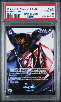 2023 ONE PIECE OP04-KINGDOMS OF INTRIGUE SPECIAL ALTERNATE ART MAGELLAN PSA 10 - Image 1